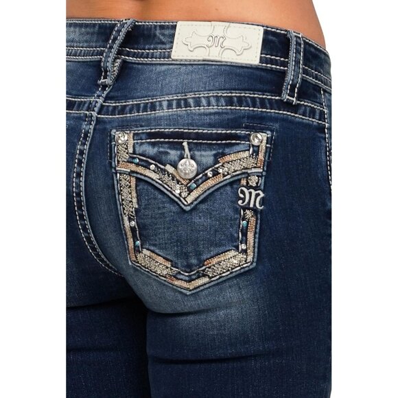 Women's Mid-Rise Faux Flap Pockets Bootcut Jeans 25W X 34L Cotton Blend - Picture 4 of 4